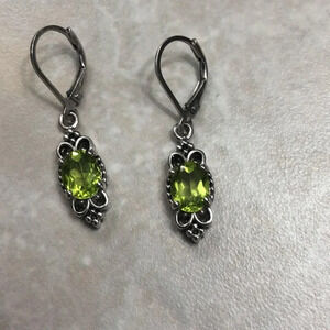 Women's Created Emerald-May Birthstone Bali Balinese  Dangle Earrings